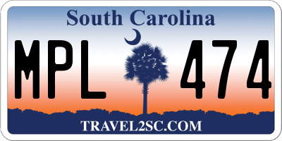 SC license plate MPL474