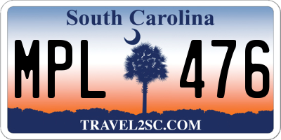 SC license plate MPL476