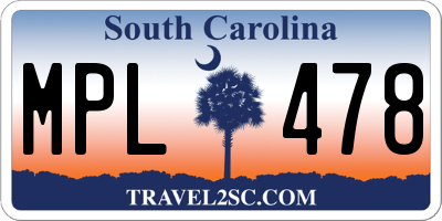 SC license plate MPL478