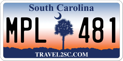 SC license plate MPL481