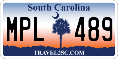 SC license plate MPL489
