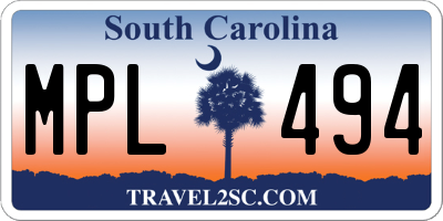SC license plate MPL494