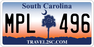 SC license plate MPL496