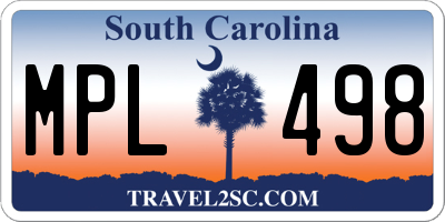 SC license plate MPL498