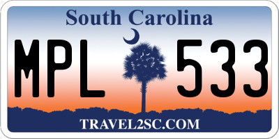 SC license plate MPL533