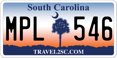 SC license plate MPL546