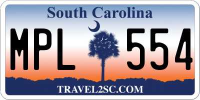 SC license plate MPL554