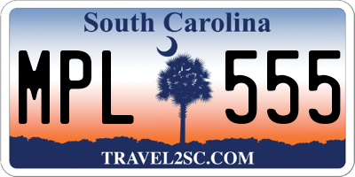 SC license plate MPL555