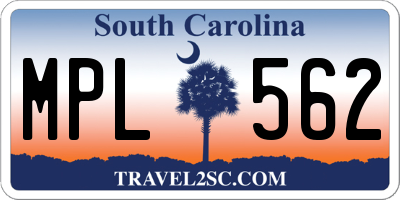 SC license plate MPL562
