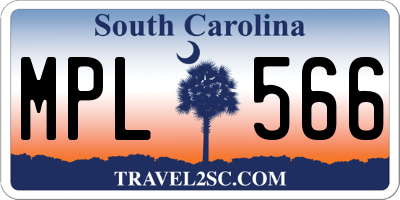 SC license plate MPL566
