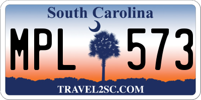 SC license plate MPL573