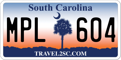 SC license plate MPL604