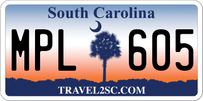 SC license plate MPL605