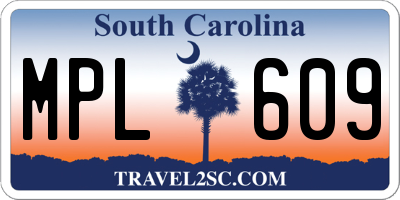 SC license plate MPL609