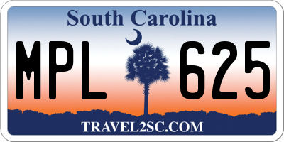 SC license plate MPL625