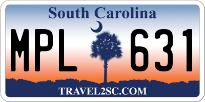 SC license plate MPL631
