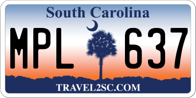 SC license plate MPL637