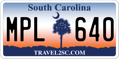SC license plate MPL640