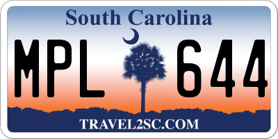 SC license plate MPL644