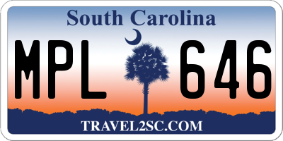SC license plate MPL646