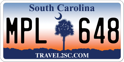SC license plate MPL648