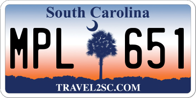 SC license plate MPL651