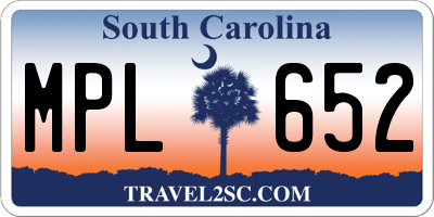 SC license plate MPL652