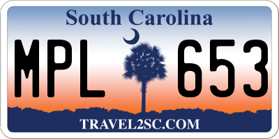 SC license plate MPL653