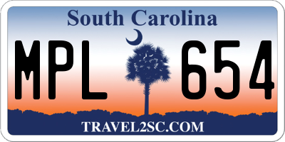 SC license plate MPL654