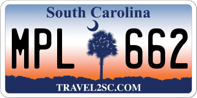 SC license plate MPL662