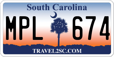SC license plate MPL674