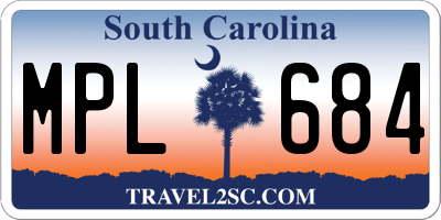 SC license plate MPL684
