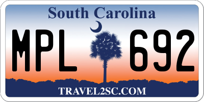 SC license plate MPL692