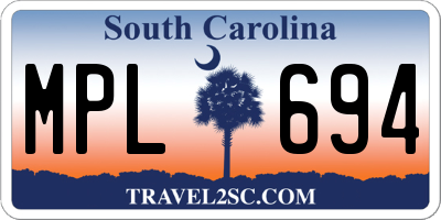 SC license plate MPL694