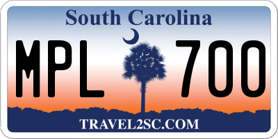 SC license plate MPL700
