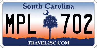 SC license plate MPL702
