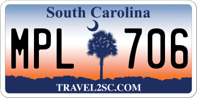 SC license plate MPL706