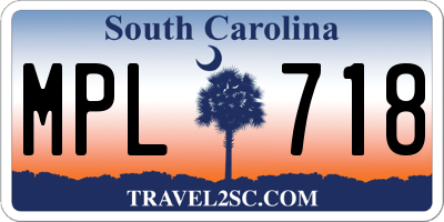 SC license plate MPL718