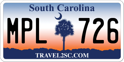 SC license plate MPL726