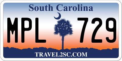 SC license plate MPL729