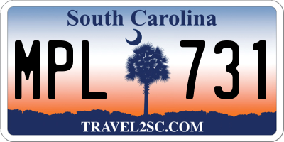 SC license plate MPL731