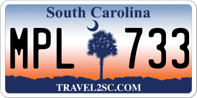 SC license plate MPL733