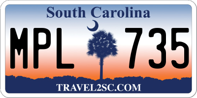SC license plate MPL735