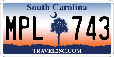 SC license plate MPL743