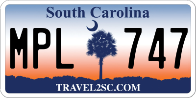 SC license plate MPL747