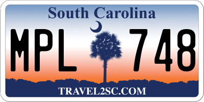 SC license plate MPL748