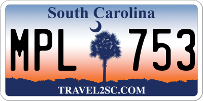 SC license plate MPL753