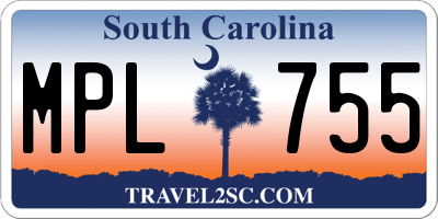 SC license plate MPL755