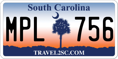 SC license plate MPL756