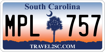 SC license plate MPL757